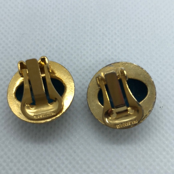 VTG Cloisonné Earrings Floral Enamel Clips - Picture 3 of 4